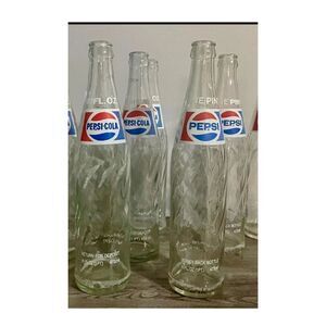 Vintage Pepsi Cola Glass Bottles One Pint Return for Deposit 1970s LOT of 4